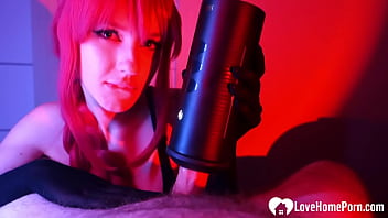 Sucking his cock with my wig on