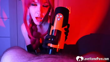 Sucking his cock with my wig on