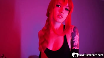 Sucking his cock with my wig on