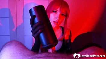 Sucking his cock with my wig on