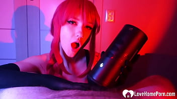 Sucking his cock with my wig on