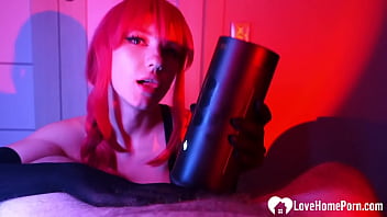 Sucking his cock with my wig on