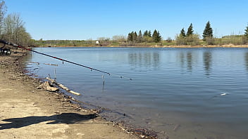 Young angler girl went to fish after school