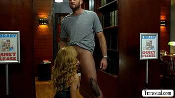 Gorgeous Ts Librarian Ariel Demure Is Duty In Library And Cliff Jensen Arrives And Lets Her Throat His Angry Dick thumbnail