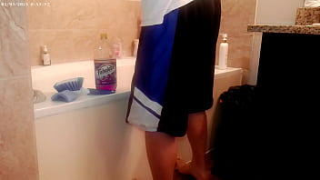 Generally tiding up the bathroom housechore work