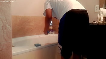 Generally tiding up the bathroom housechore work