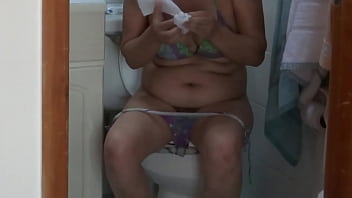 I return from the beach very excited and masturbate with my stepson big cumshot on my body