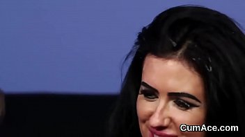 Sexy doll gets sperm load on her face sucking all the ejaculate