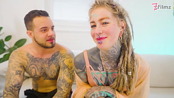 Tatted babe destroyed by huge italian cock – deep gags atm gapes & full body cumshot