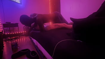 White slut massages daddy’s bbc