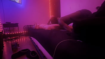 White slut massages daddy’s bbc