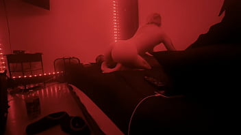 White slut massages daddy’s bbc