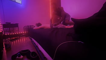 White slut massages daddy’s bbc
