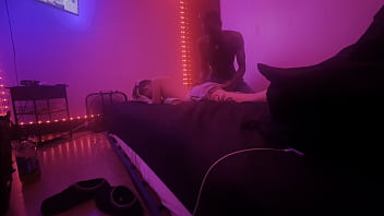 White slut massages daddy’s bbc