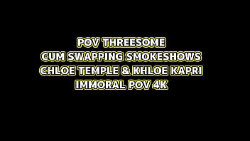 Horny babes chloe temple & khloe kapri face fuck two massive dicks