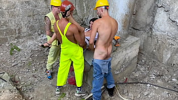 Three workers persuade a fragile inspector to fuck katty west service disdiger falcon al and kit belove