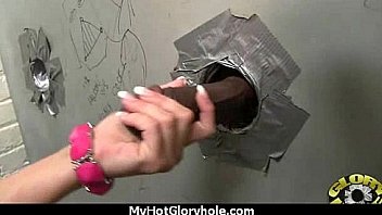 Black chick blows & fucks cock on a naughty gloryhole 4