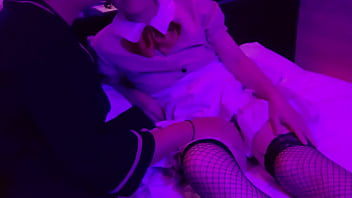 網タイツのウエートレスにバックで中出し　コスプレ　素人撮影　フェラ　クンニ