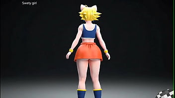 Bulma super sayan baile sexy en míni falda tetas grandes