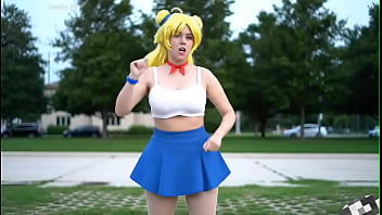 Bulma super sayan baile sexy en míni falda tetas grandes