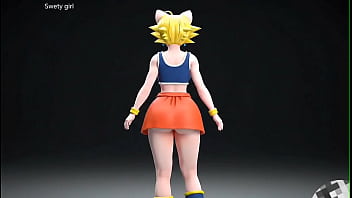 Bulma super sayan baile sexy en míni falda tetas grandes