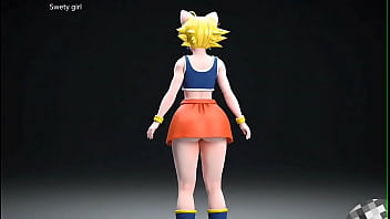 Bulma super sayan baile sexy en míni falda tetas grandes