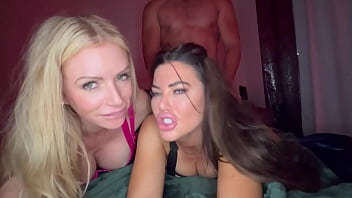 Two friends share two bimbos