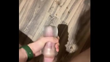 Big cumshot hot twink fucking a flashlight