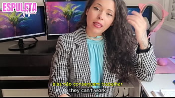 Previa gozando para a chefe punheta guiada