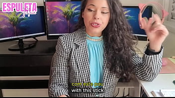 Previa gozando para a chefe punheta guiada