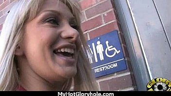 Huge tit babe deepthroats gloryhole dick 8