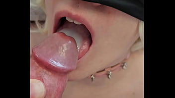 Tits out blindfold on — kimmi leon’s cum swallow training begins