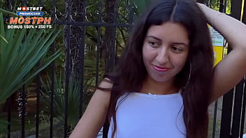 A cute girl earns money for a return ticket and fucks two guys cum on pussy and mouth