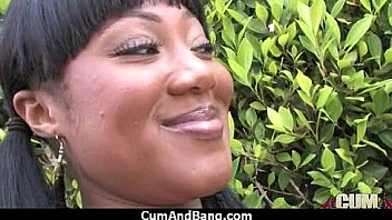 Ebony chick drowned in cum 17