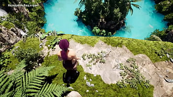 Lara's tight ass happily welcomes a guest in the form of a huge cock of an awakened statue