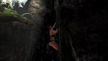 Lara's tight ass happily welcomes a guest in the form of a huge cock of an awakened statue