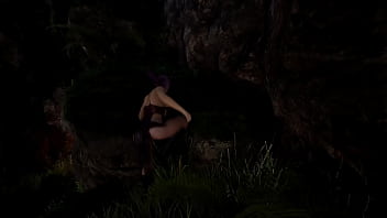 Lara's tight ass happily welcomes a guest in the form of a huge cock of an awakened statue