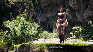 Lara's tight ass happily welcomes a guest in the form of a huge cock of an awakened statue