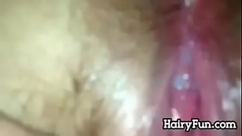 Creampie in her hairy hole close up