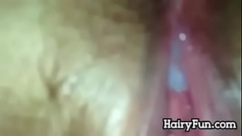 Creampie in her hairy hole close up