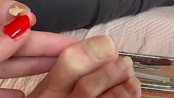 All natural long toe nail fetish video closeup toes foot feet