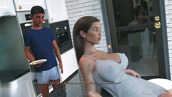 Slutty bitch got finger fuck in kitchen after intense kissing