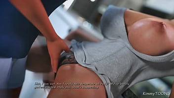 Slutty bitch got finger fuck in kitchen after intense kissing