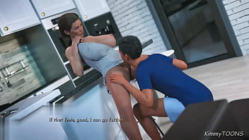 Slutty bitch got finger fuck in kitchen after intense kissing