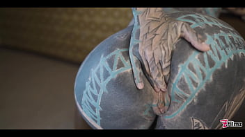 Ink covered babe gets her ass wrecked by the fuck machine