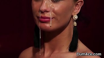 Astonishing teenie enjoys a deep throat and lots of load on her face