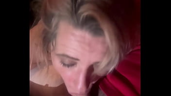 Real hooker deepthroats a dick in the backseat of a truck and lets him cum in mouth