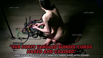 Sub sorts tangled bungee cords naked and chained