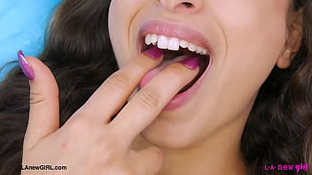 Bombshell brunette naked close up