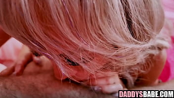 Stepdaughter drools on stepdad gets doggy fucked